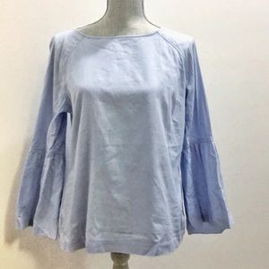 Banana Republic light blue bell sleeve cotton poplin blouse top